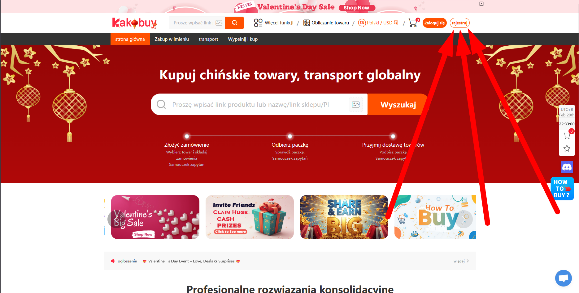 Rejestracja Kakobuy strona startowa